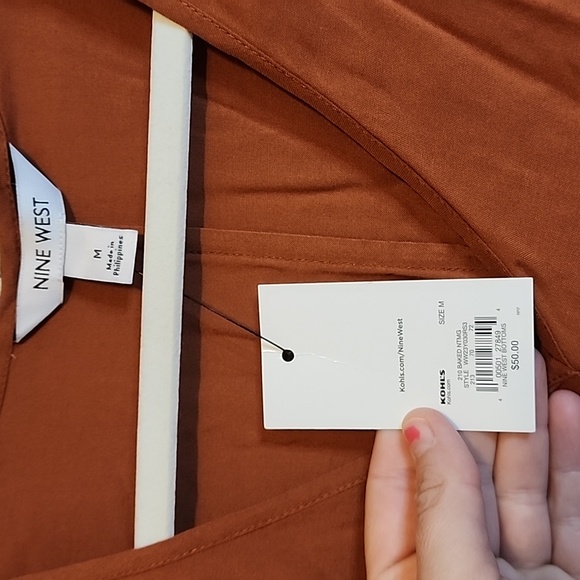 Nine West Rust V-Neck Blouse DRESS - Picture 3 of 6